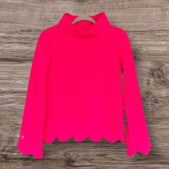 Dudley Stephens Sutton Scallop Turtleneck Neon Pink Vello Fleece XS NWT - Picture 6 of 7